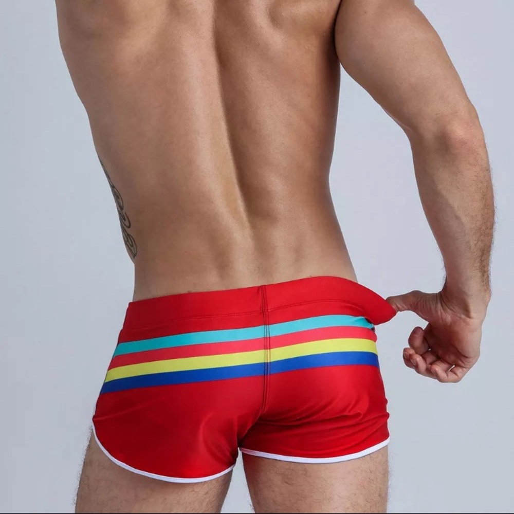 Men's New Sports Color Striped Boxer Shorts Swimming Beach Shorts - Picture 5 of 8